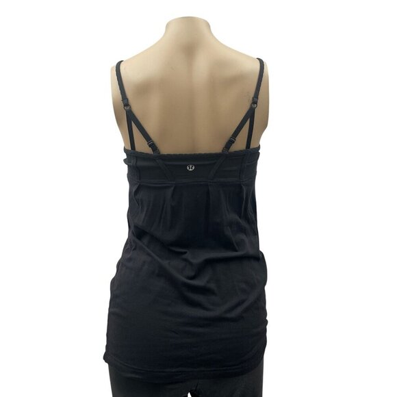 Lululemon Debut Tank Cami Top Pleated Shelf Bra Adjustable Strap Black Women 4‎ - Picture 4 of 10